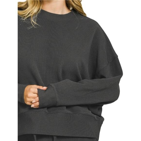 Zenana Ribbed Round Neck Pullover and Shorts Set - Picture 2 of 3